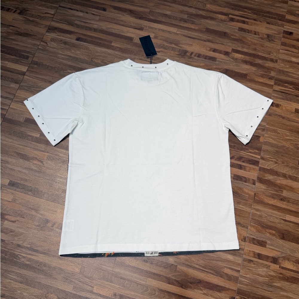 White Graphic Astronaut Floral Short Sleeve Tee by Godspeed - Picture 2 of 4